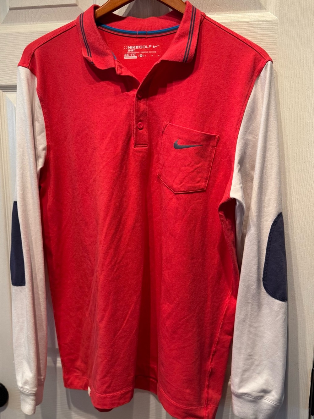 Vintage Nike Golf Dri-Fit Long Sleeve Polo with Elbow Patch Mens Size Large